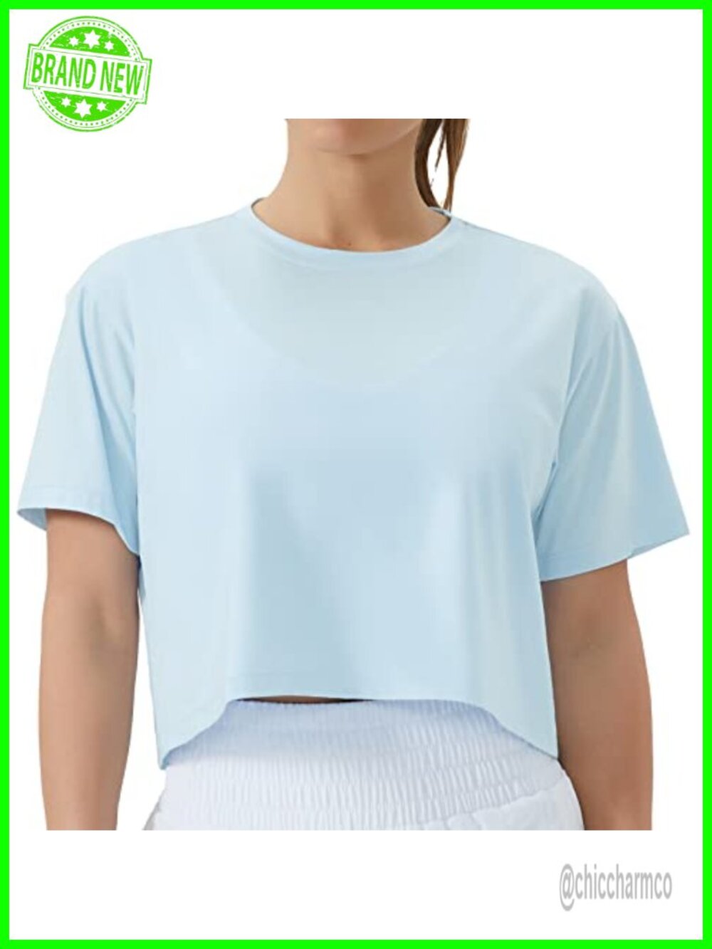 Women's Workout Crop Top T-Shirt Short Sleeve Boxy Yoga Running Cropped Tee